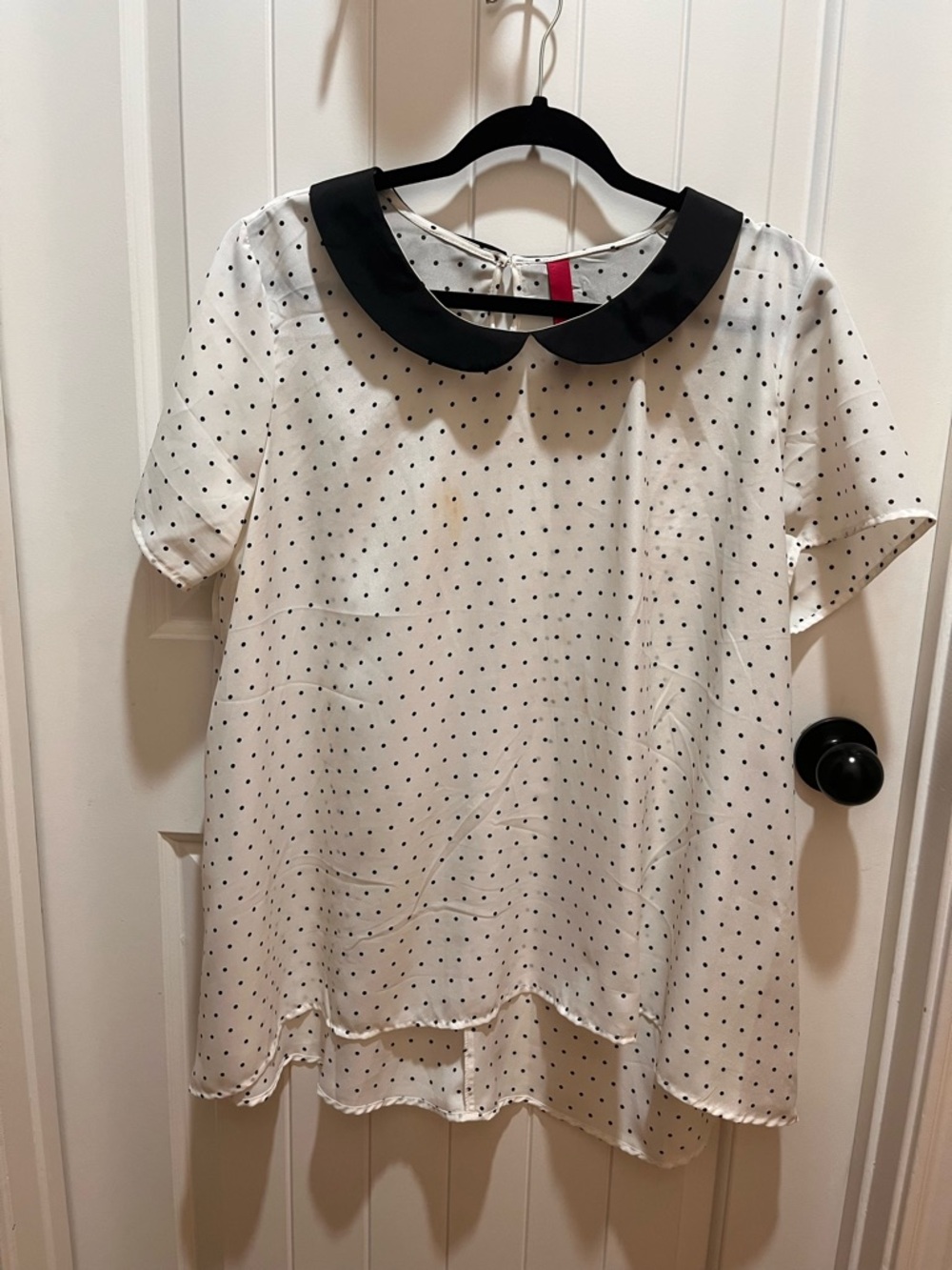 Pure Energy Women's Plus Size Polka Dot Blouse with Peter Pan Collar - 1X